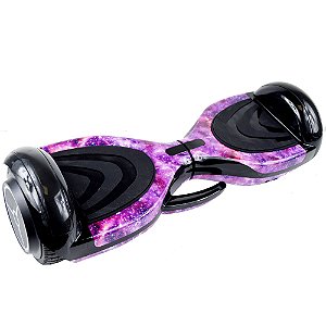Skate Elétrico Hoverboard 6.5  Alça Led Luzes Bluetooth Galaxia Rosa - 27063