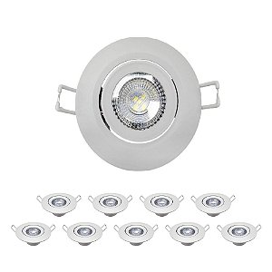 Kit 10 Spot Led 3w Redondo Direcionável Luz Branco Quente - 81199-1