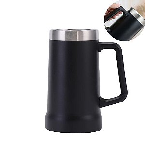 Caneca Térmica para Cerveja Parede Dupla Alça 710ml Preto