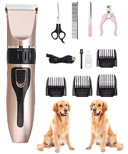 Kit Máquina de Tosa para Pet Profissional Completo Bivolt Rosé