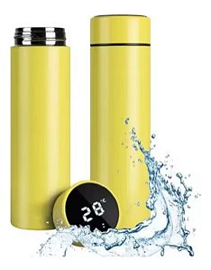 Garrafa Térmica 500ml Com Termômetro Amarelo - 82864
