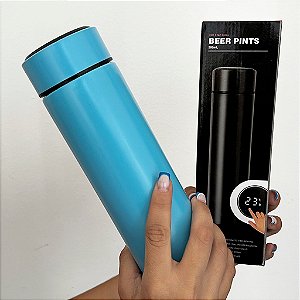 Garrafa Térmica 500ml Com Termômetro Azul Claro- 82864
