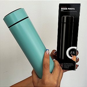Garrafa Térmica 500ml Com Termômetro Verde Claro - 82864