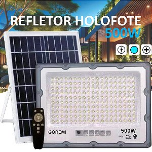 Refletor 500W Led  Solar Ip66 C/ Placa e Fotocélula- 82837
