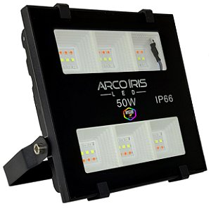 Refletor 50w Led Rgb Colorido Smd Ip66 Decoração Externa Preto - 81663