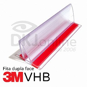 Perfil plástico Fixa placa 5 cm em pvc cristal com fita dupla face 3M VHB kit com 37 unds