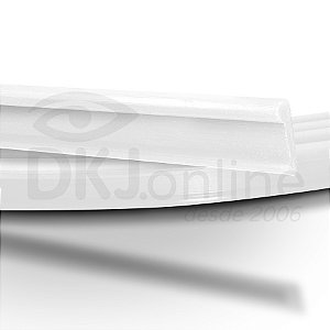 Perfil plástico vareta chata para toldos em PVC branco rolo com 6 mts