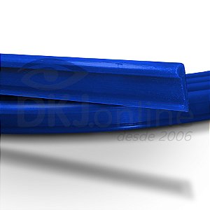 Perfil plástico vareta chata para toldos em PVC azul rolo com 6 mts