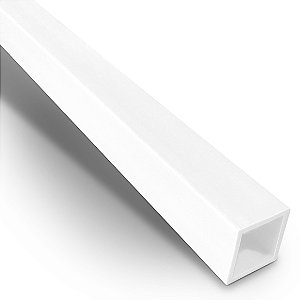 Perfil plástico tubo quadrado 13x13 mm em PS ou PVC