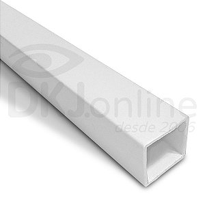 Perfil plástico tubo quadrado 16x16 mm em PS ou PVC 30 cm a 2 mts