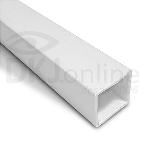 Perfil plástico tubo quadrado 19x19 mm em PS ou PVC 30 cm a 2 mts