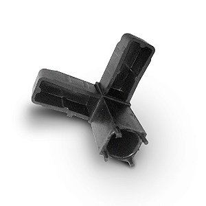 Conector Y preto para estruturas de metalon e alumínio de 1" (25 mm) Pct com 10 unds