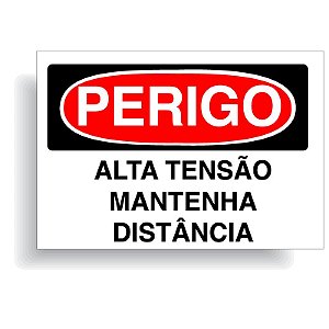 Perigo alta tensão mantenha distância com opção em vinil adesivo ou placa