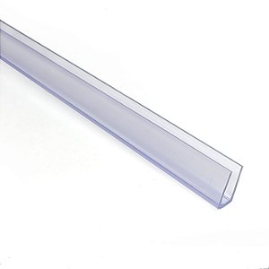 Perfil plástico U 13x7,6 mm abertura de 4 mm em PVC cristal