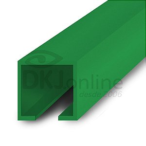 Perfil plástico trilho 13x13 mm abertura de 3 mm em PS (poliestireno) verde barra 3 metros