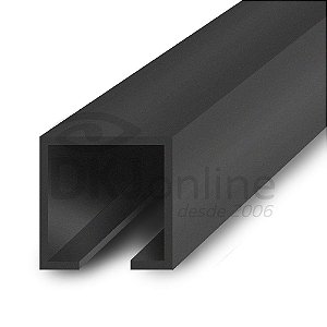 Perfil plástico trilho 12x12 mm abertura de 2 mm em PS (poliestireno) preto barra 3 metros