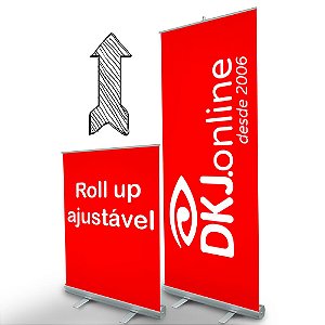 Roll up - porta banner de alto padrão em alumínio ajustável 80 x 130 a 200 cm