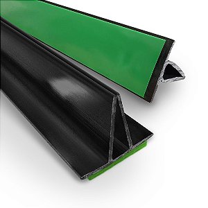 Perfil plástico fixa placa preto com fita dupla face 19 mm para fixação de placas
