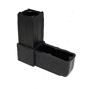 Conector L preto para estruturas de metalon e alumínio de 1" (25 mm)