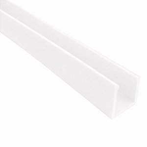 Perfil plástico U 12x12 mm interno 10 mm para acabamento e proteção