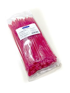 Abraçadeiras de Fixação Nylon Cinta Plástica 300 Un 4,6 Mm X 200 Mm Colorida Vermelha
