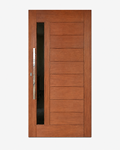 Porta pivotante horizontal com visor 100 x 210cm em Ipê Extra