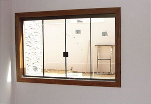 Janela modelo Blindex em Angelim Pedra 150 x 110 x 14 (Perfil aparente)