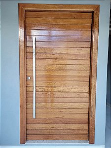 Kit Porta Pivotante Especial com ripado horizontal em Angelim Pedra