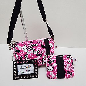 Kit Bolsinha Transversal Infantil de Tecido com mini niqueleira e Alça Regulável - Pronta Entrega