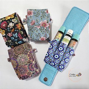 Porta Frascos para Óleos Essenciais de Tecido para 3 Frascos Pequenos
