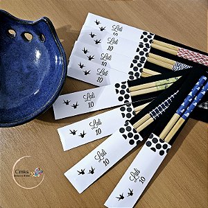Porta Hashi ou canudo de Tecido ou Papel Personalizado. Ideal para Lembrancinhas