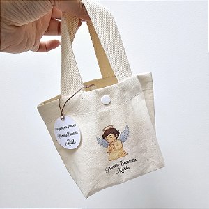 Kit Vela + Mini Sacolinha de Algodão Cru Personalizada