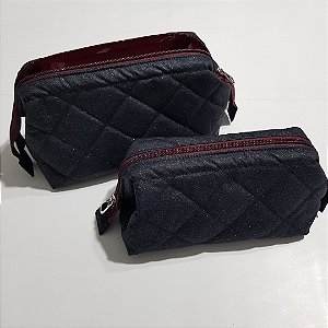 Kit 02 Necessaire Boca de Lobo de Tecido (P e M)
