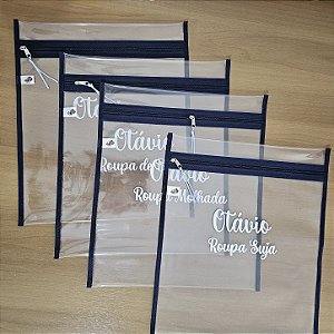 Kit com 4 Saquinhos Organizadores 30x35cm com Nome e Trocas em Adesivo