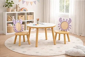 Mesa Com Duas Cadeiras Fundo Do Mar Modelo Caranguejo