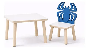 Conjunto Mesa E Cadeira Infantil Aranha Azul