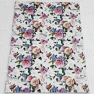 Embalagem Caixa para Presente - Flores com Fundo Branco - Pacote 10 unid.