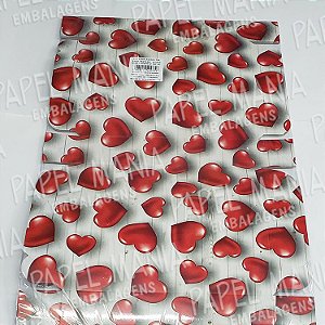 Embalagem Caixa para Presente - Corações com Cinza - Pacote 10 unid.