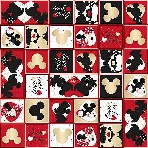 Saco para Presente Metalizado - Mickey e Minnie Love You