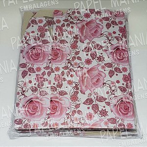 Embalagem Caixa para Presente - Rosas - Pacote 10 unid.