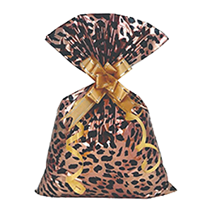 Saco para Presente Metalizado - Leopardo Dourado