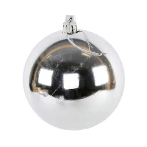 Bola de Natal Lisa Prata 6CM - Pacote com 3 Unidades