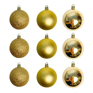 Kit 10 Bolas de Natal Dourada 7CM Lisa/Fosca/Glitter