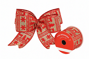 Fita de Natal Aramada Juta 6,3cm x 3M Natalina