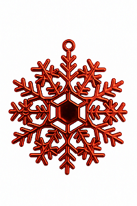 Pendente de Natal Flocos de Neve Vermelho 5,5CM 6 Unidades
