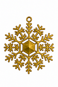 Pendente de Natal Flocos de Neve Ouro 5,5CM 6 Unidades