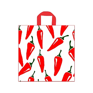 Sacola Alça Fita Estampada - Pimenta 40x50cm 25 Unidades 1Kg