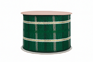 Fita Natalina Aramada 63MM X5M Verde Com Borda De Papagaio