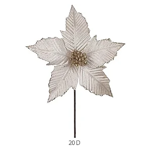 Flor Natalina Bico De Papagaio Aveludado C/Glitter (Champanhe Glitter Champanhe)
