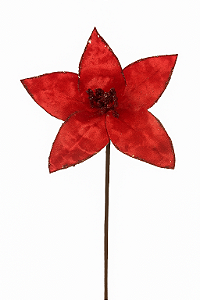 Flor Bico Papagaio Aveludado com Glitter Vermelho 23cm